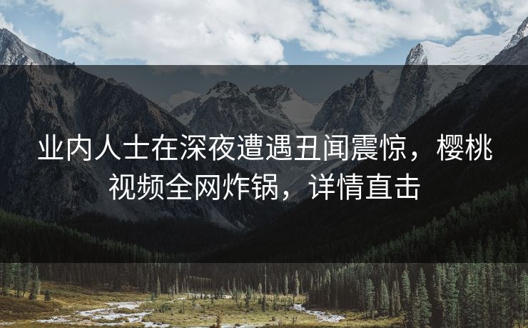 业内人士在深夜遭遇丑闻震惊，樱桃视频全网炸锅，详情直击