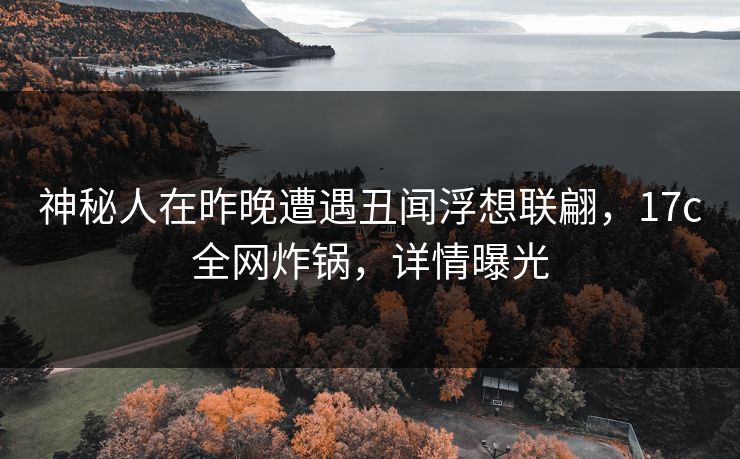 神秘人在昨晚遭遇丑闻浮想联翩，17c全网炸锅，详情曝光