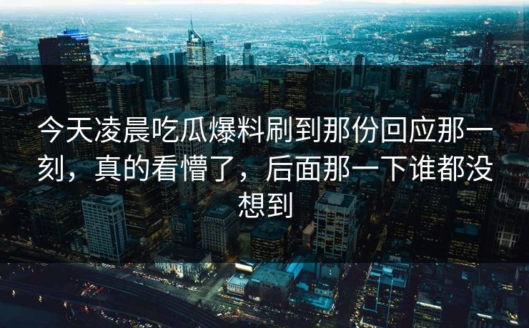 今天凌晨吃瓜爆料刷到那份回应那一刻，真的看懵了，后面那一下谁都没想到